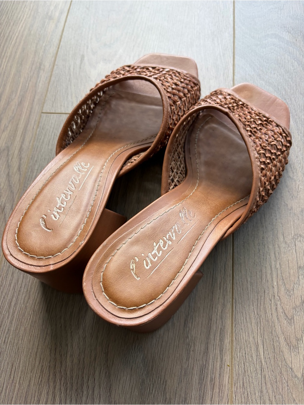 🤎✨ L'Intervalle Brown Woven Slide Mule Heels - Women's Size 9 ✨🤎 - Picture 8 of 15